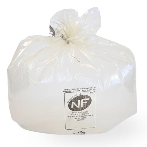 Sac plastique PE HD 50L transparent 17µm NF Jet'Sac