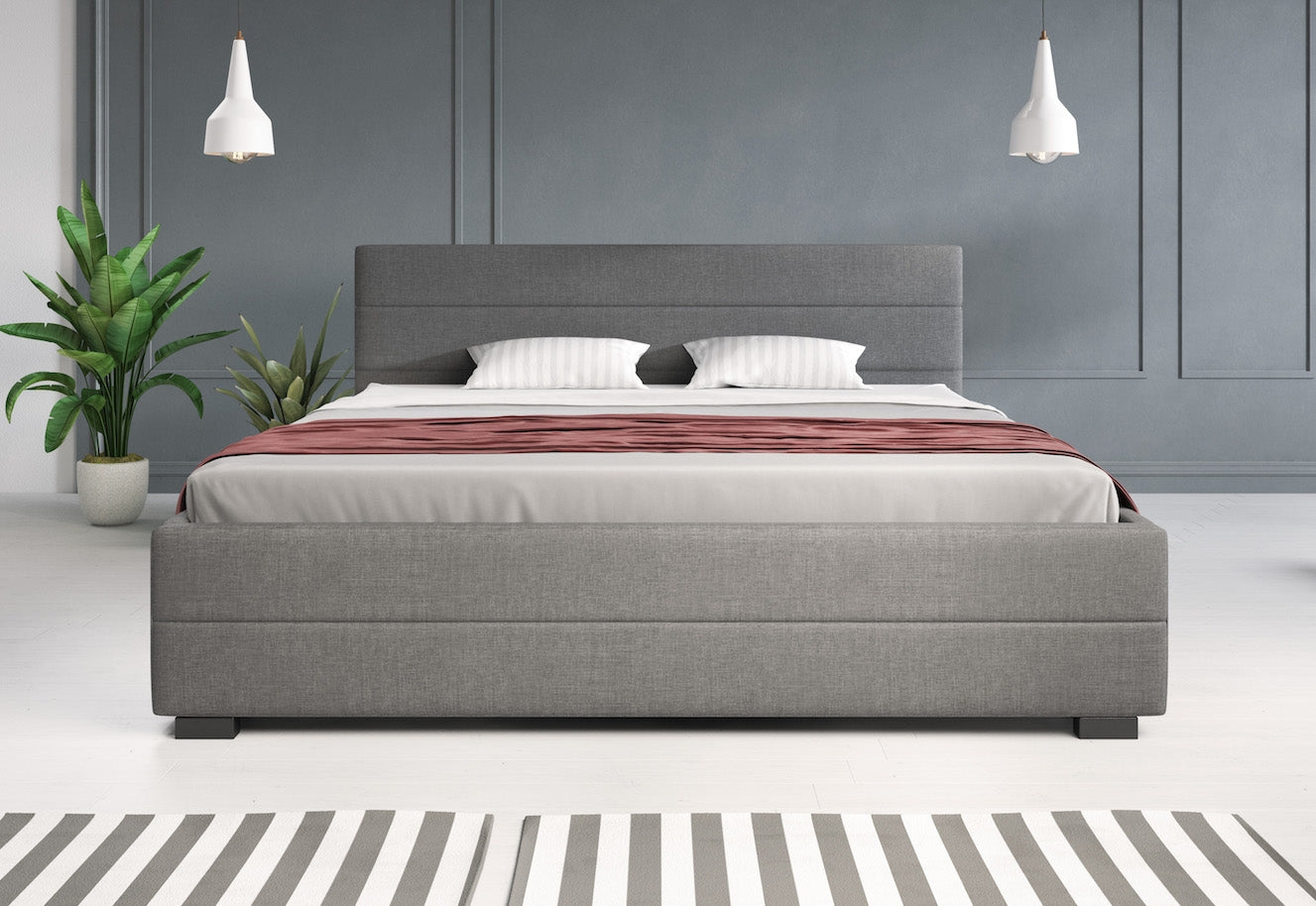 Loox - Tweepersoonsbed met 4 lades - Stof grijs - 180x200 cm