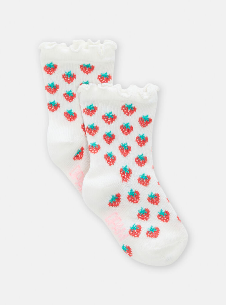 Chaussettes imprimé fraises pour bébé fille