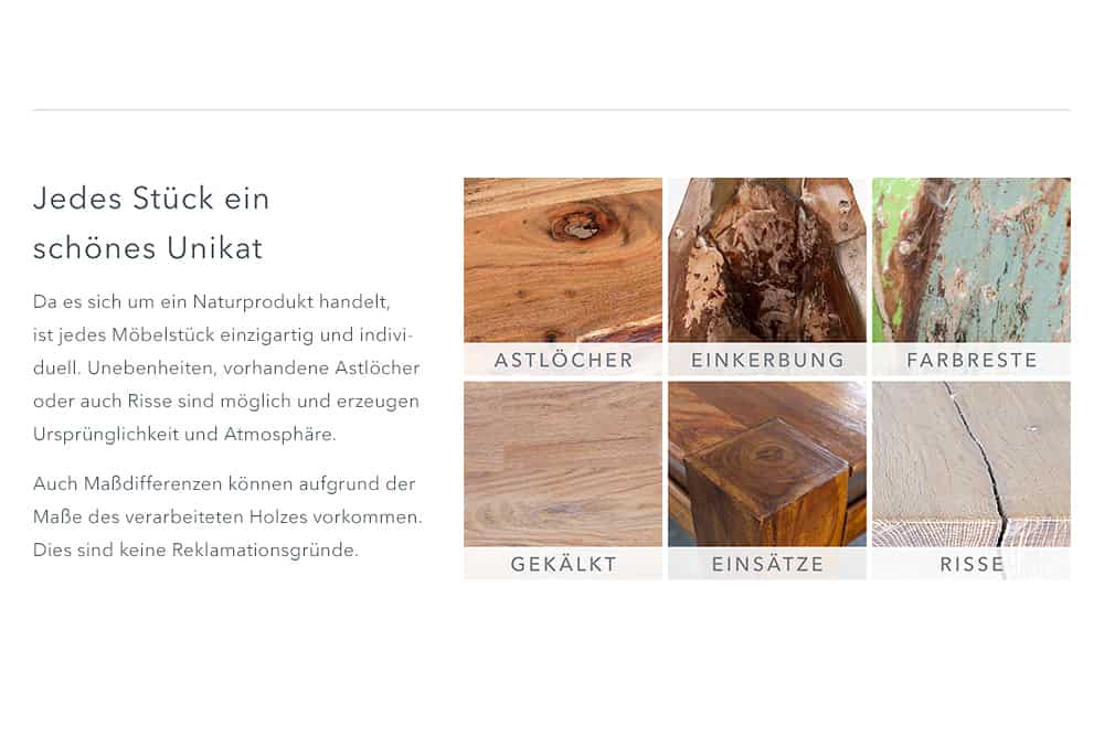 Massiver Esstisch BARRACUDA 240cm antik Teak Holz mit Stahl Kufenfüßen inkl. Glasplatte