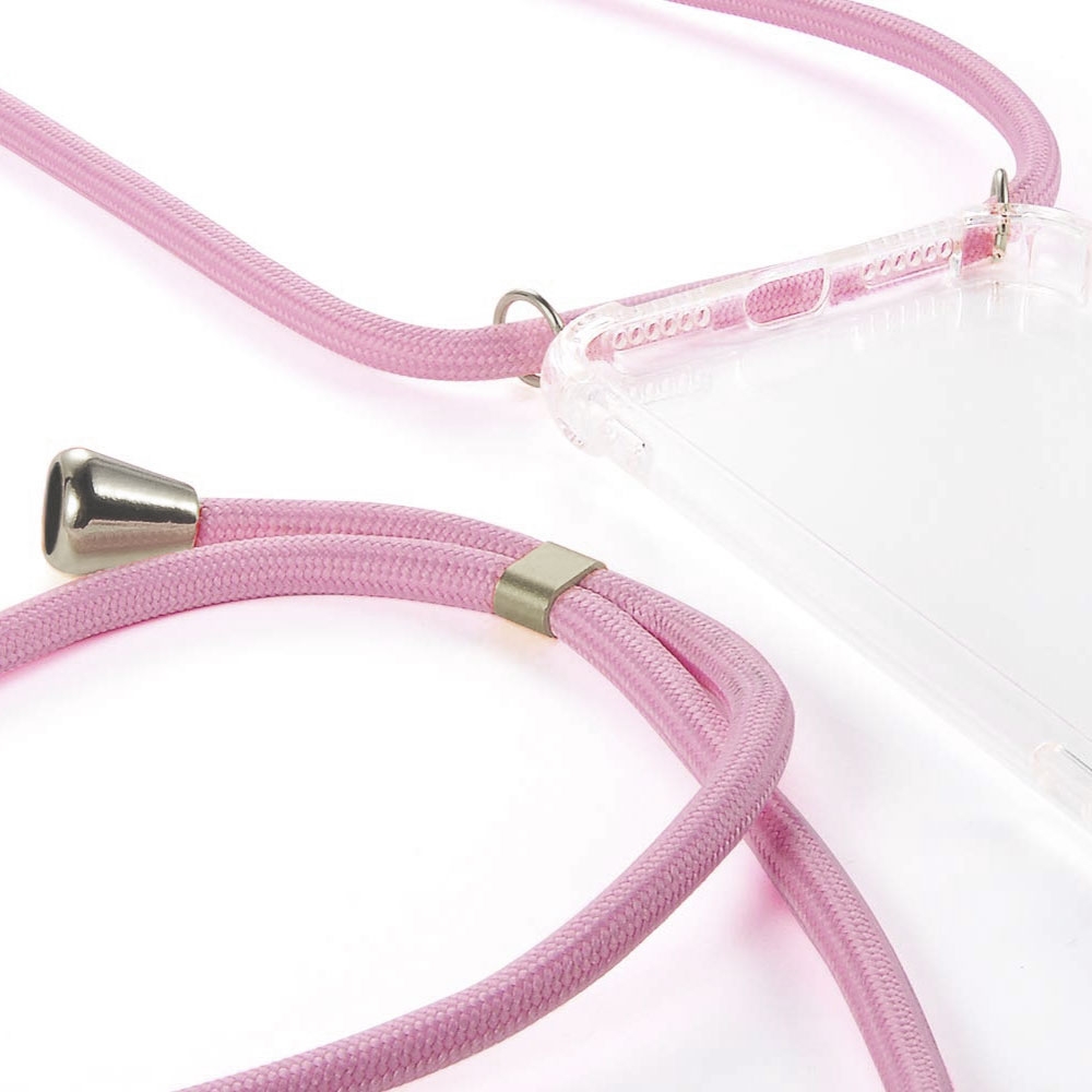 Samsung Galaxy S10 Necklace Gummi Hülle Air Cushion Fallschutz   Handykette (150cm) - Rosa / Silber