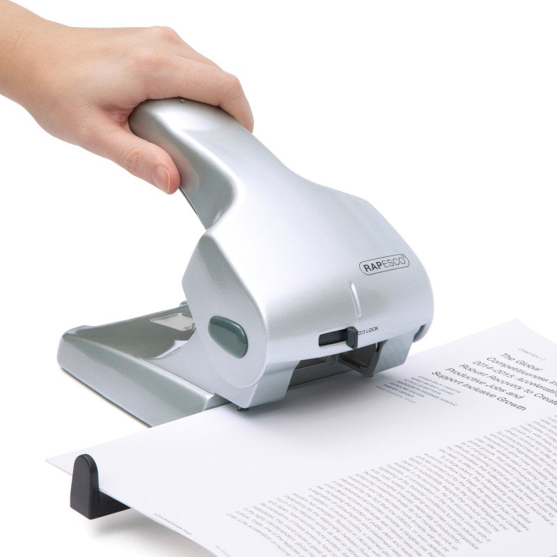 Perforateur gros travaux 2 trous Zero 65 Rapesco - capacité 65 feuilles - gris