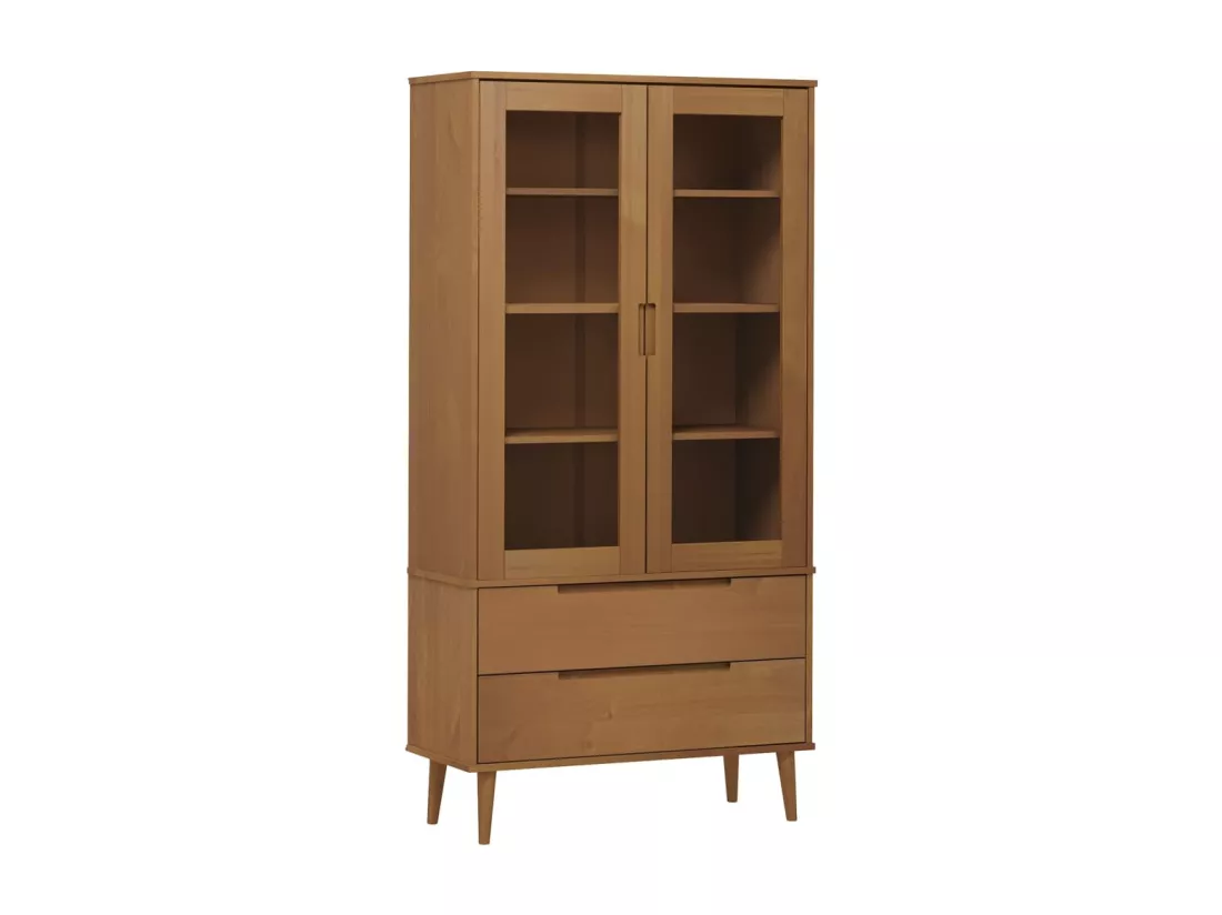 Armoire à vitrine MOLDE Marron 90x35x175 cm Bois de pin massif