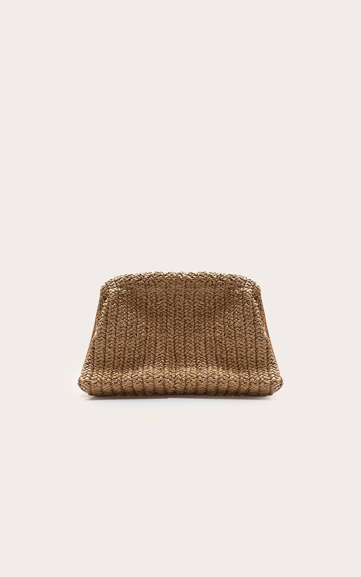 Camel Pochette Slouchy En Raphia À Franges