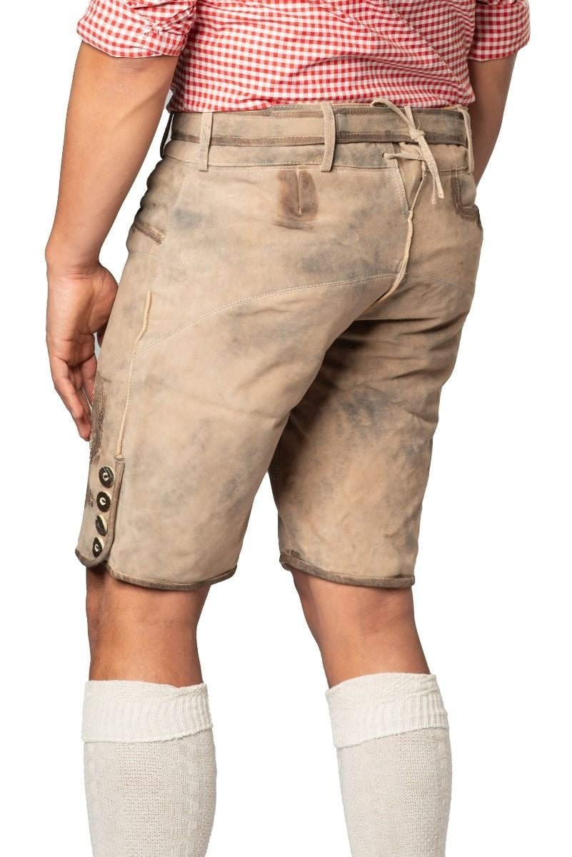 Lederhose Leer Kort Grijs en Riem