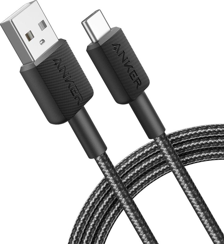 Anker 322 Gevlochten USB-A naar USB-C Kabel 0.9M Zwart