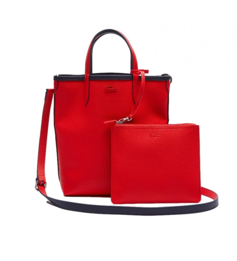 Bolsa tote reversível Lacoste Anna, azul-marinho/vermelha - 29x22x10cm -