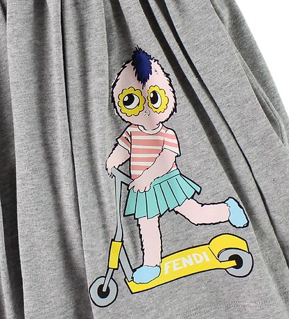 Fendi Kids Kleid - Graumeliert m. Rüschen/FendiRumi