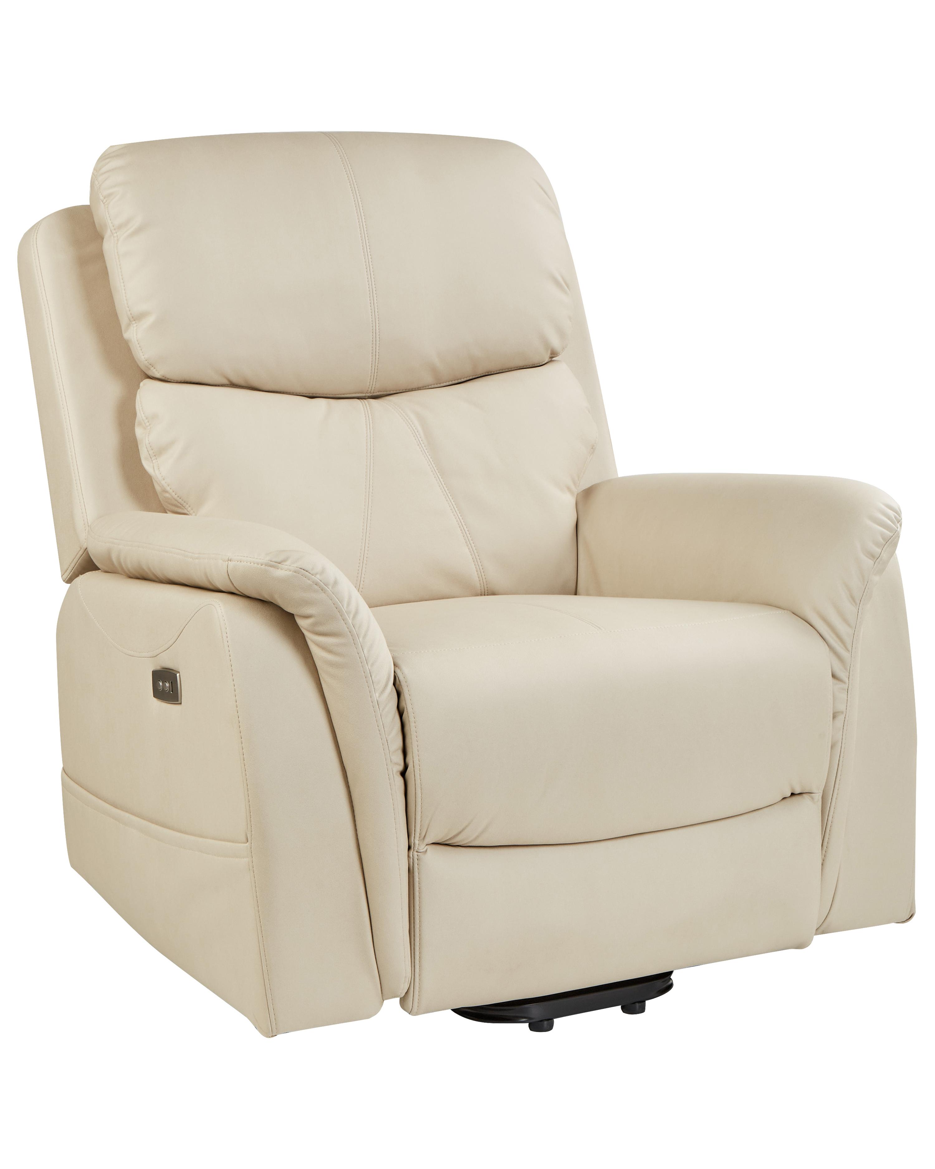 Elektrische relaxfauteuil GLORIE massagefunctie Kunstleer Lichtbeige