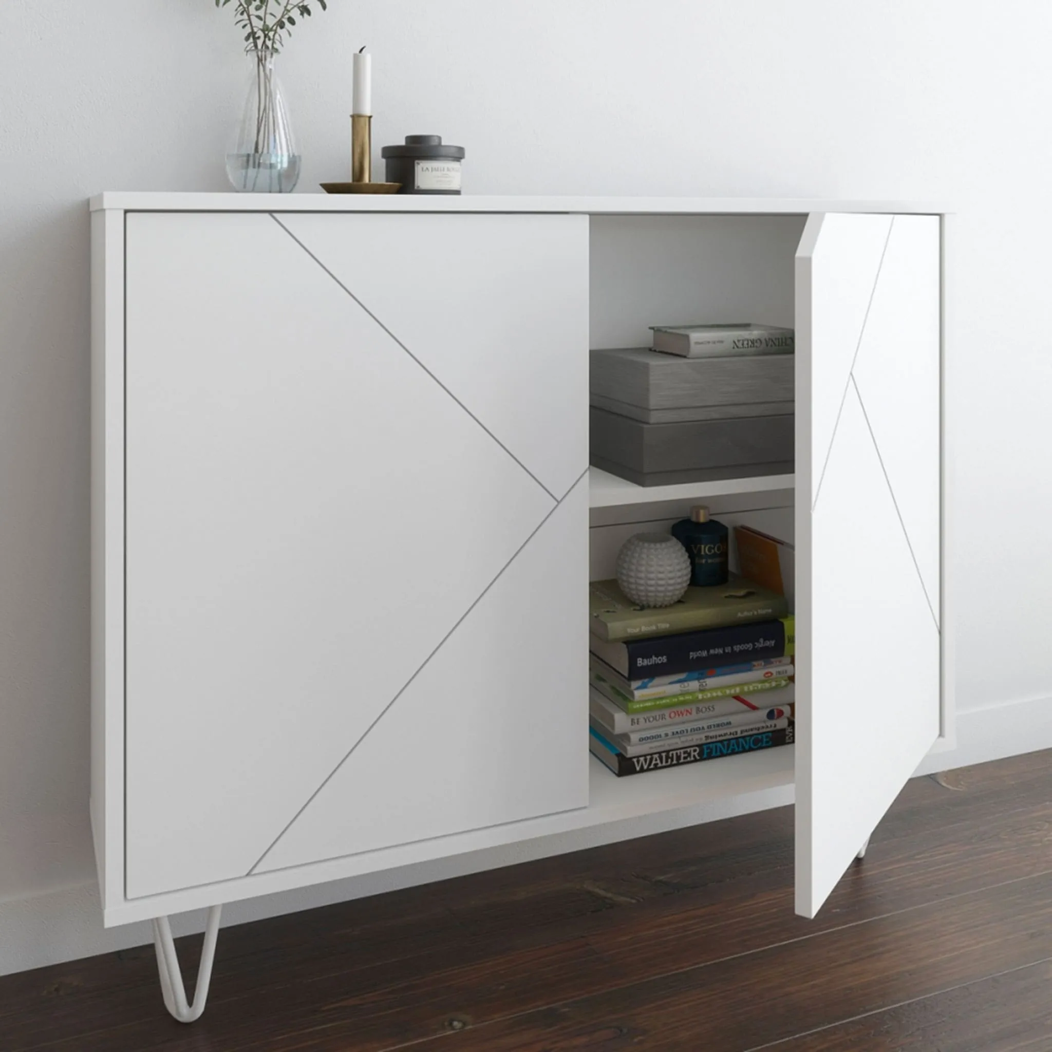 Nexera Console de Rangement Slim - Blanc