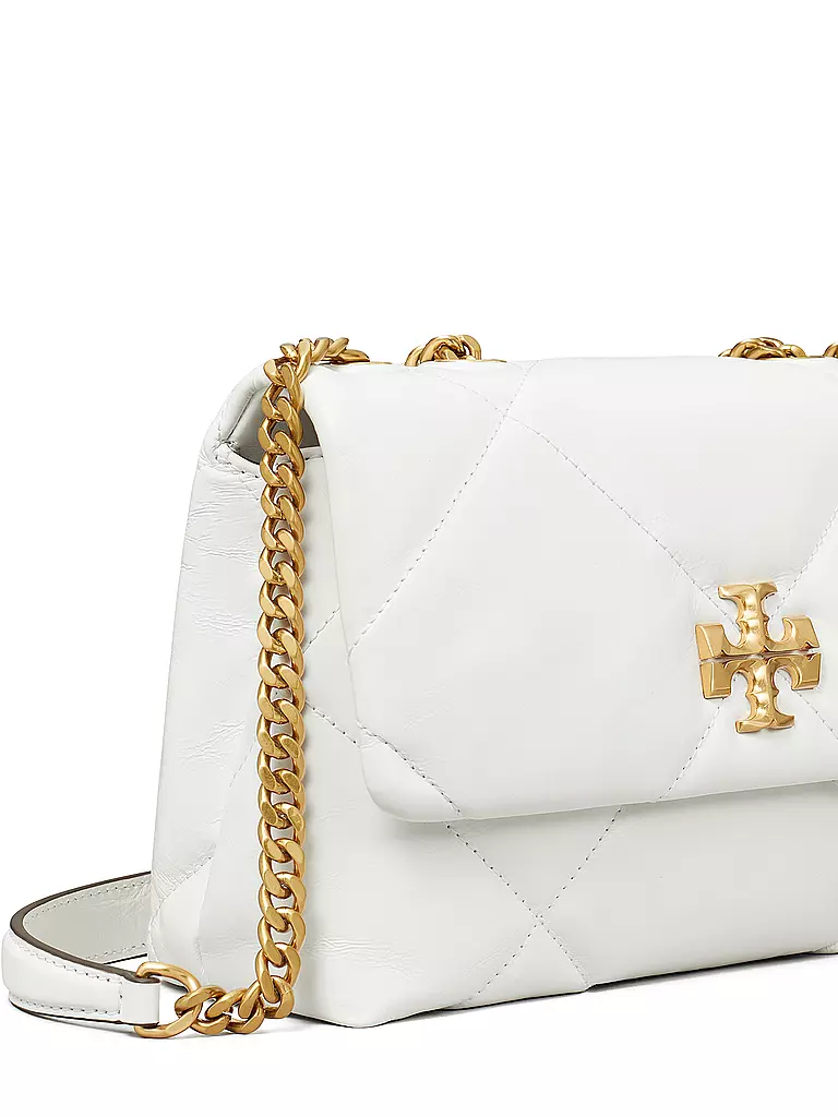 TORY BURCH Ledertasche - Schultertasche KIRA DIAMOND  weiss