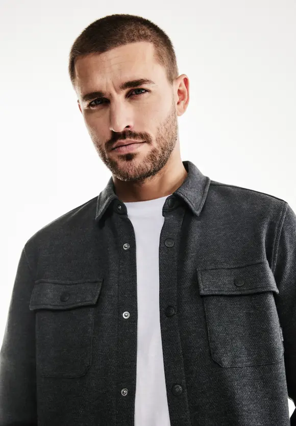 Overshirt in Melange Optik - anthra grey melange