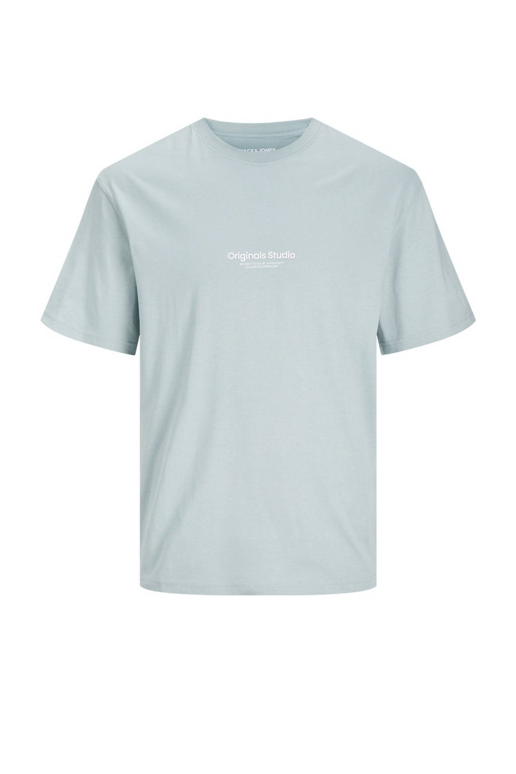 JACK & JONES T-shirt KORVESTERBRO met tekst lichtblauw
