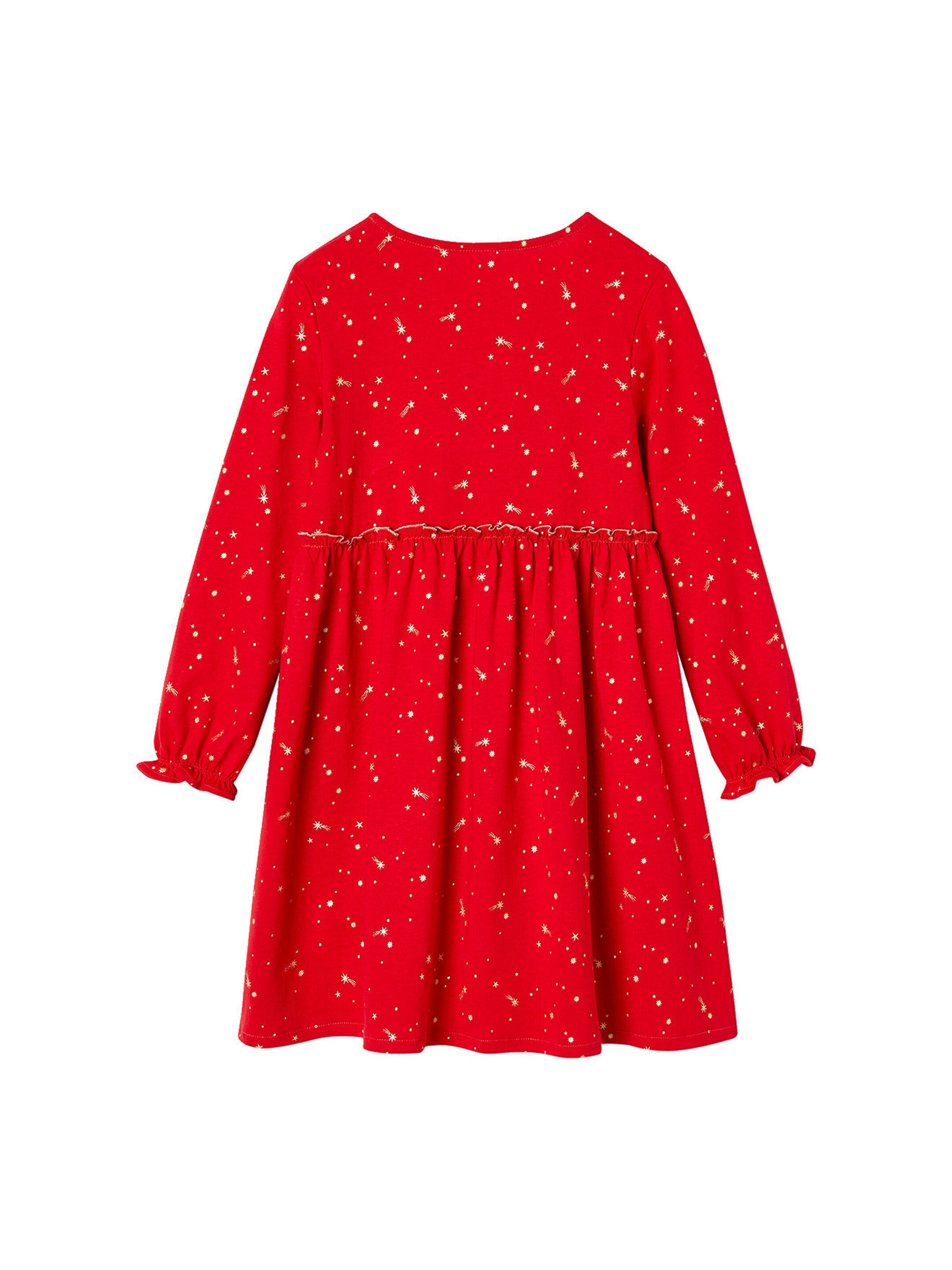 Vertbaudet Festliches Mädchen Kleid mit Glanzsternen rot