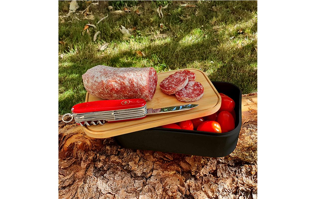 Lunchbox Swiss Tradition SchwarzBox mit Holzdeckel