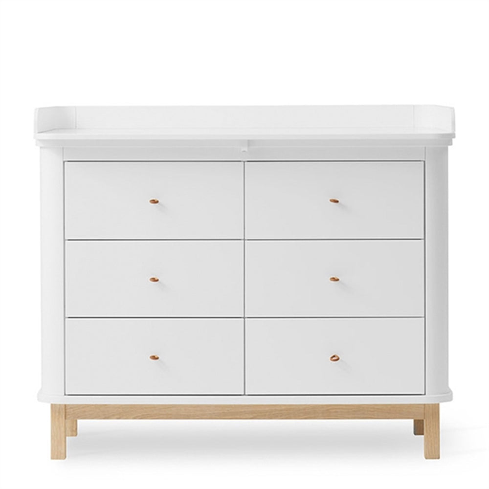 Køb Oliver Furniture Wood Puslekommode m. 6 Skuffer Hvid/Eg