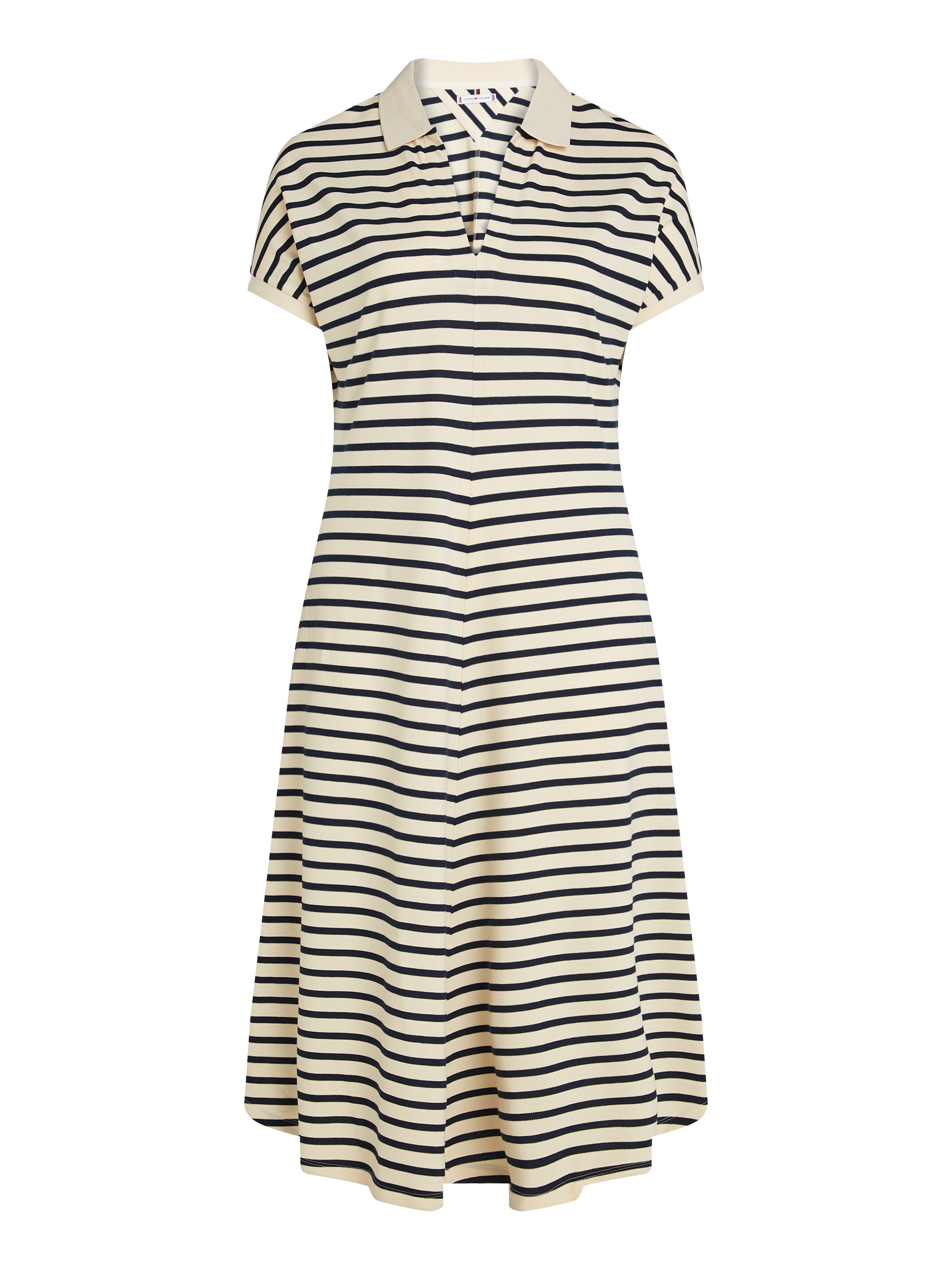 Tommy Hilfiger Curve Midikleid »CRV LYOCELL OPEN-NK MIDI DRESS« in Grossen Grössen, Logostickerei, V-Ausschnitt
