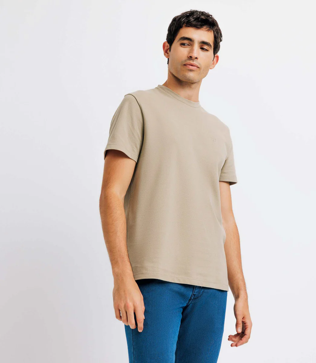 T-shirt col rond kaki
