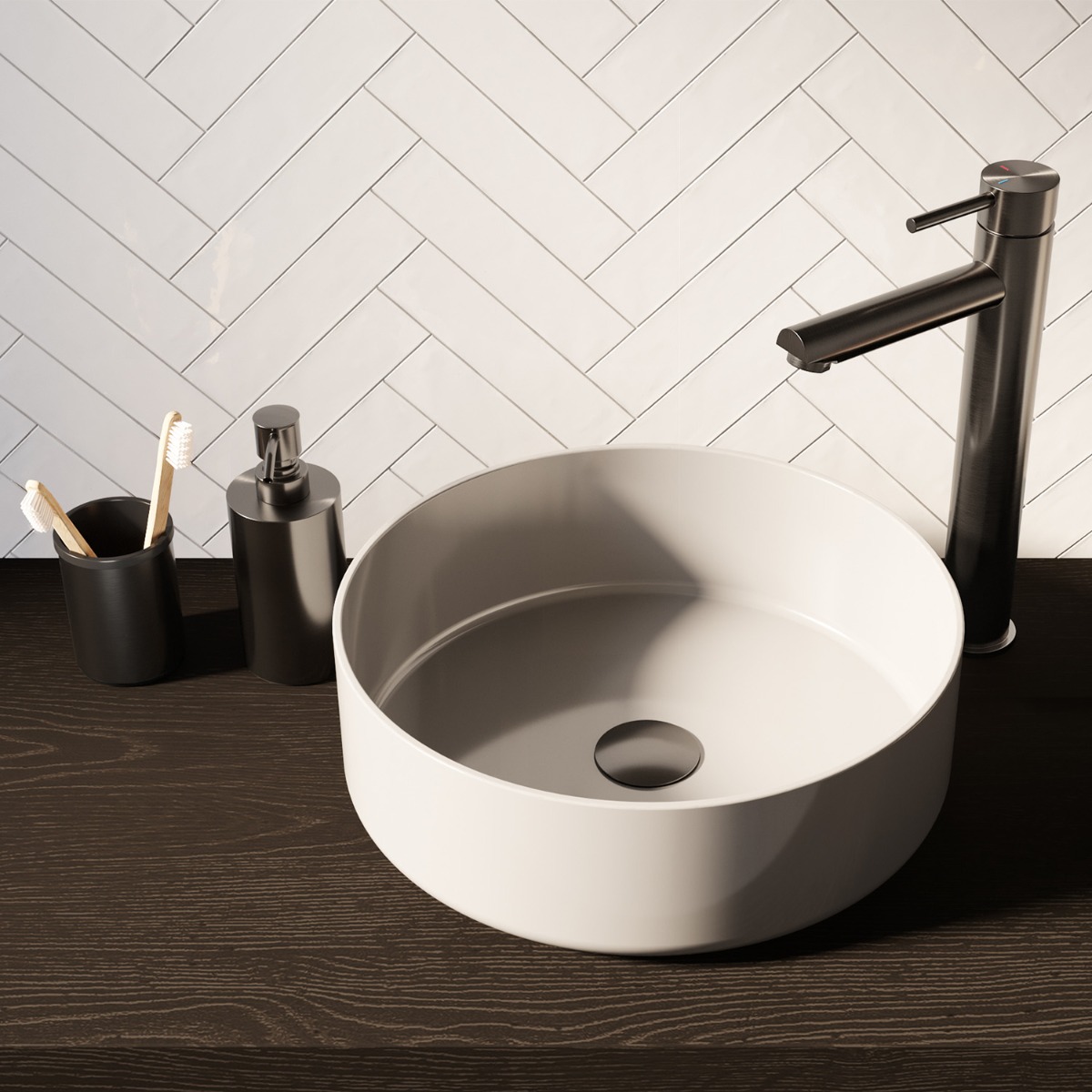 Brauer Gunmetal Edition zeepdispenser en beker geborsteld gunmetal