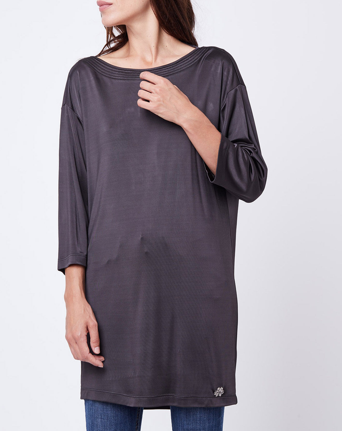 John Galliano Tunique Dos nu gris anthracite