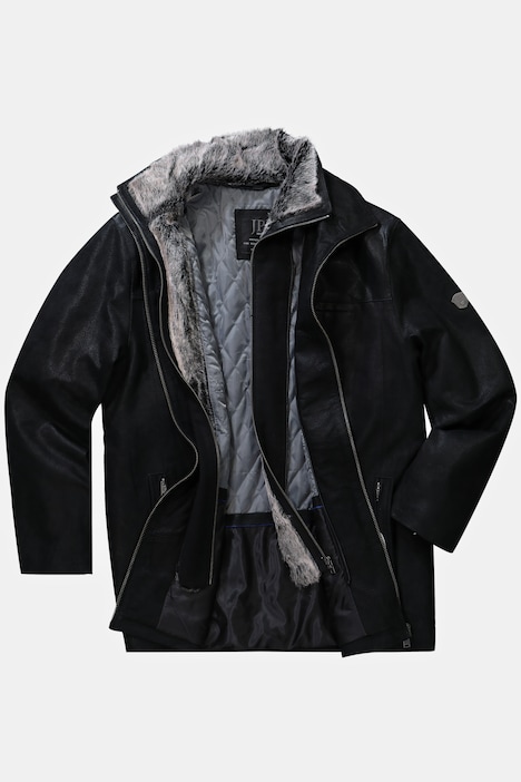 Lederjacke, Porc-Leder, Stehkragen, Webpelz Blende, Steppfutter