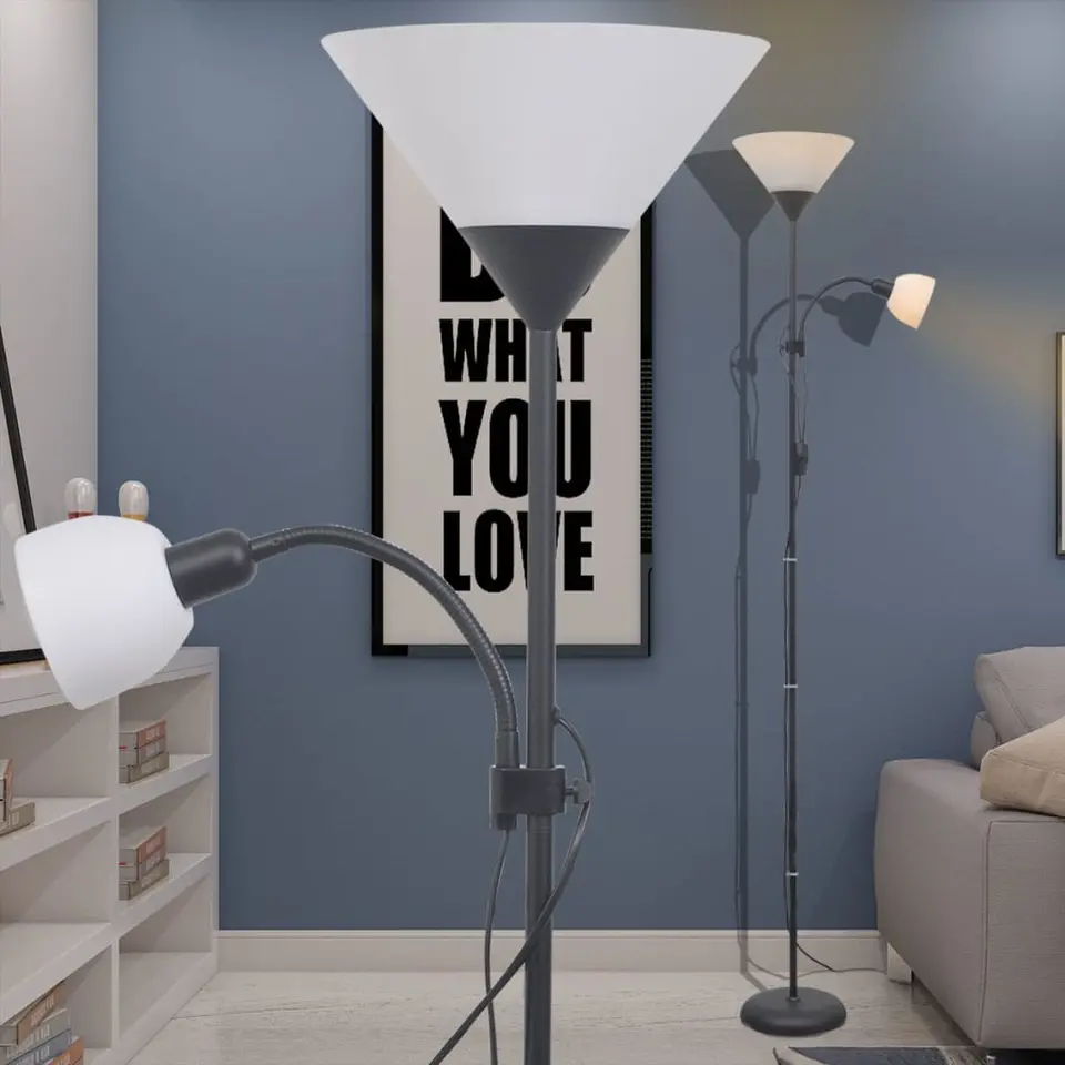 vidaXL - Staande Lamp - Zwart - Staal