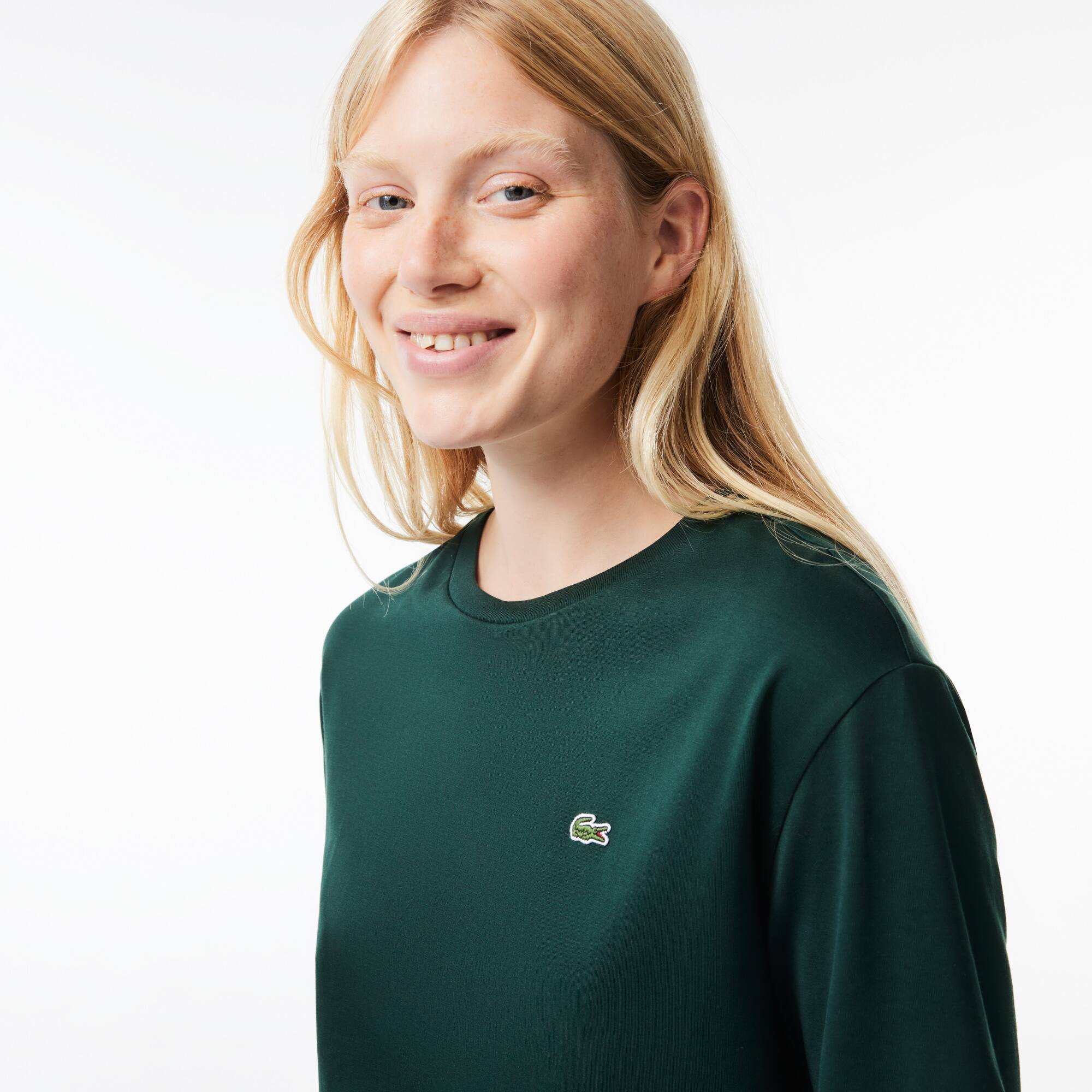 T-shirt à col rond en coton premium T-Shirts - Vert - Lacoste - Femme