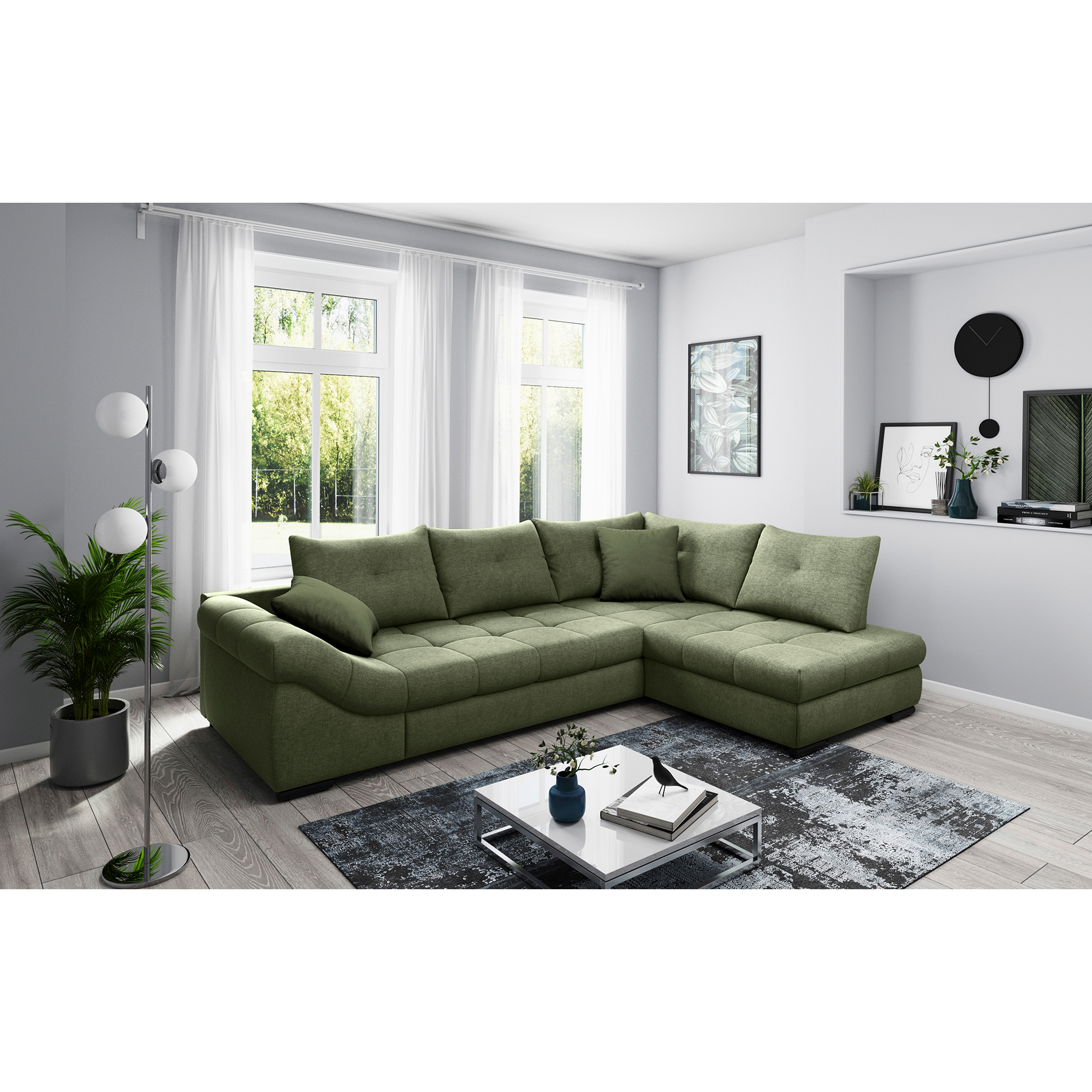 Ecksofa - green - Liegefunktion