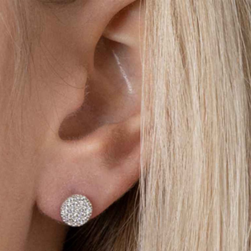 Boucles d'oreilles puces - Argent 925/1000 rhodié & oxyde de zirconium