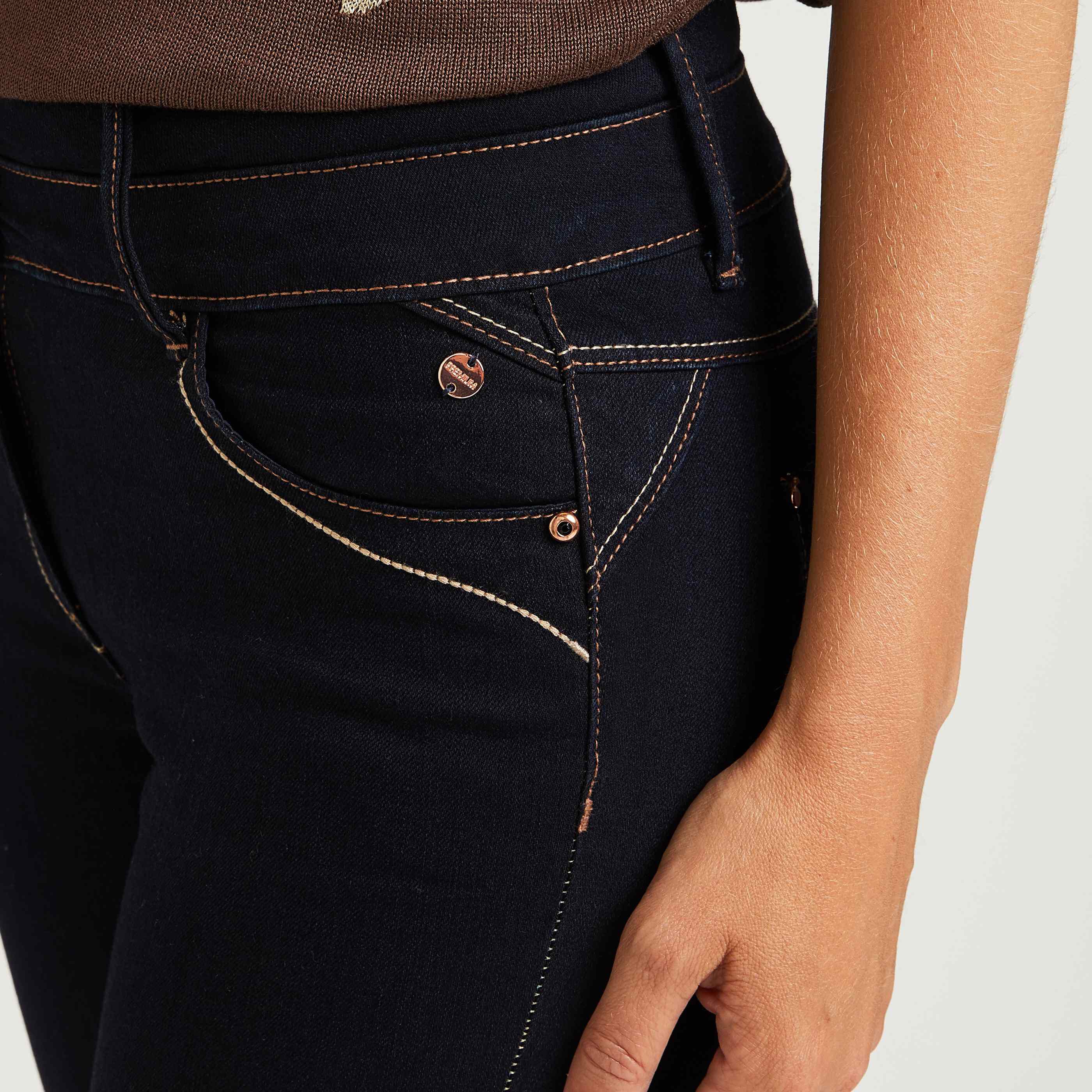 Jean raccourci taille haute HANOI femme - BLUE BLACK