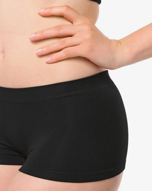 boxer femme sans couture côtelé noir