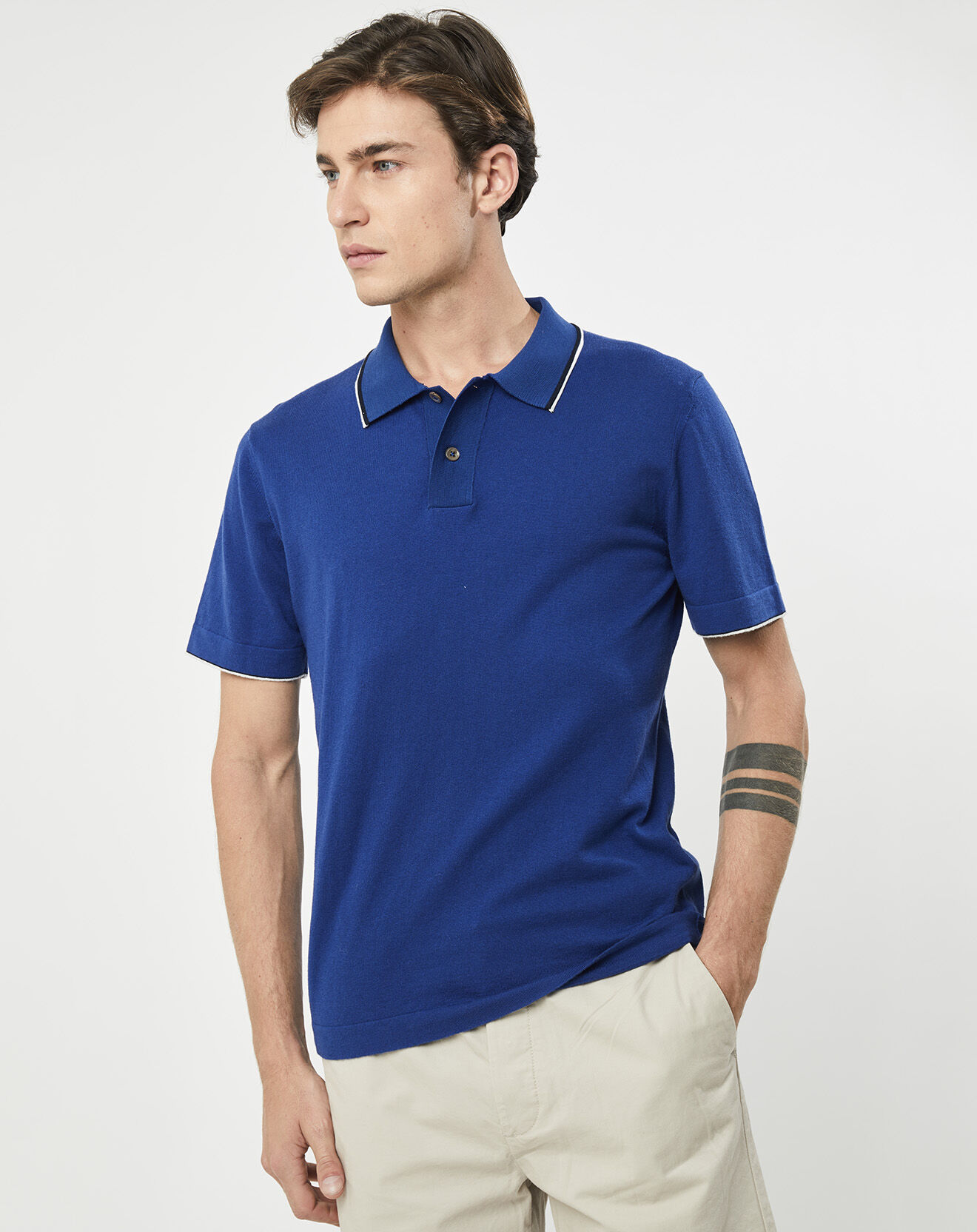 Hackett London Polo en maille Coton & Soie  bleu