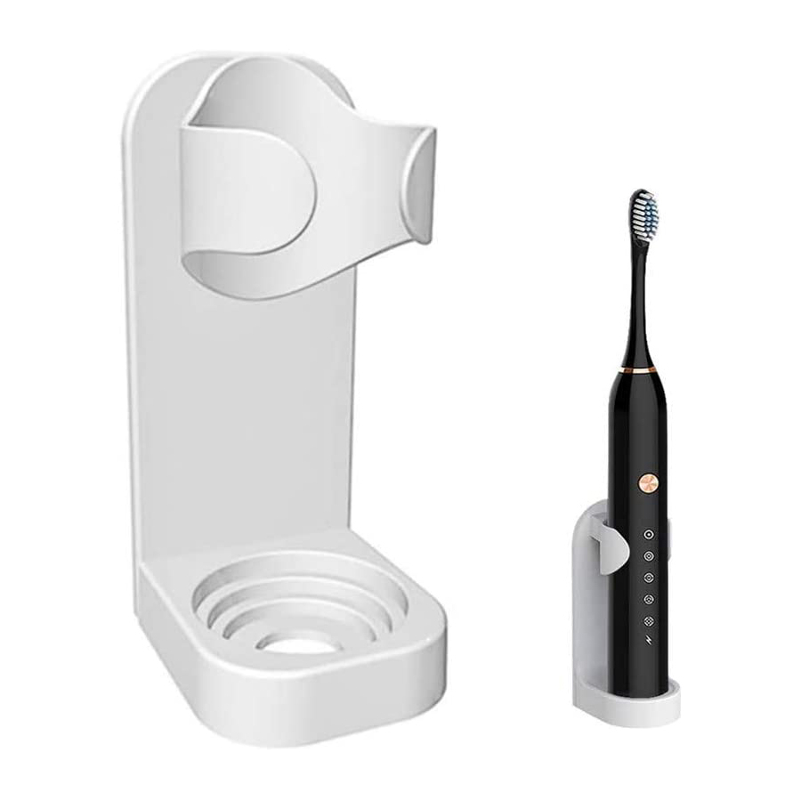 (2er Set) Selbstklebende Universal Halterung für Elektrische Zahnbürste Wandhalterung Organizer - Weiss