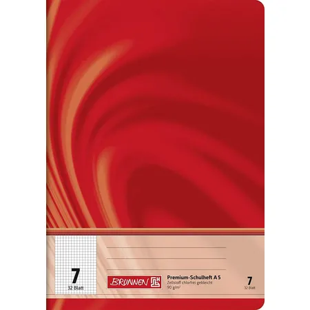 BRUNNEN Schulheft Vivendi A5 7 mm kariert, Lin. 7 rot