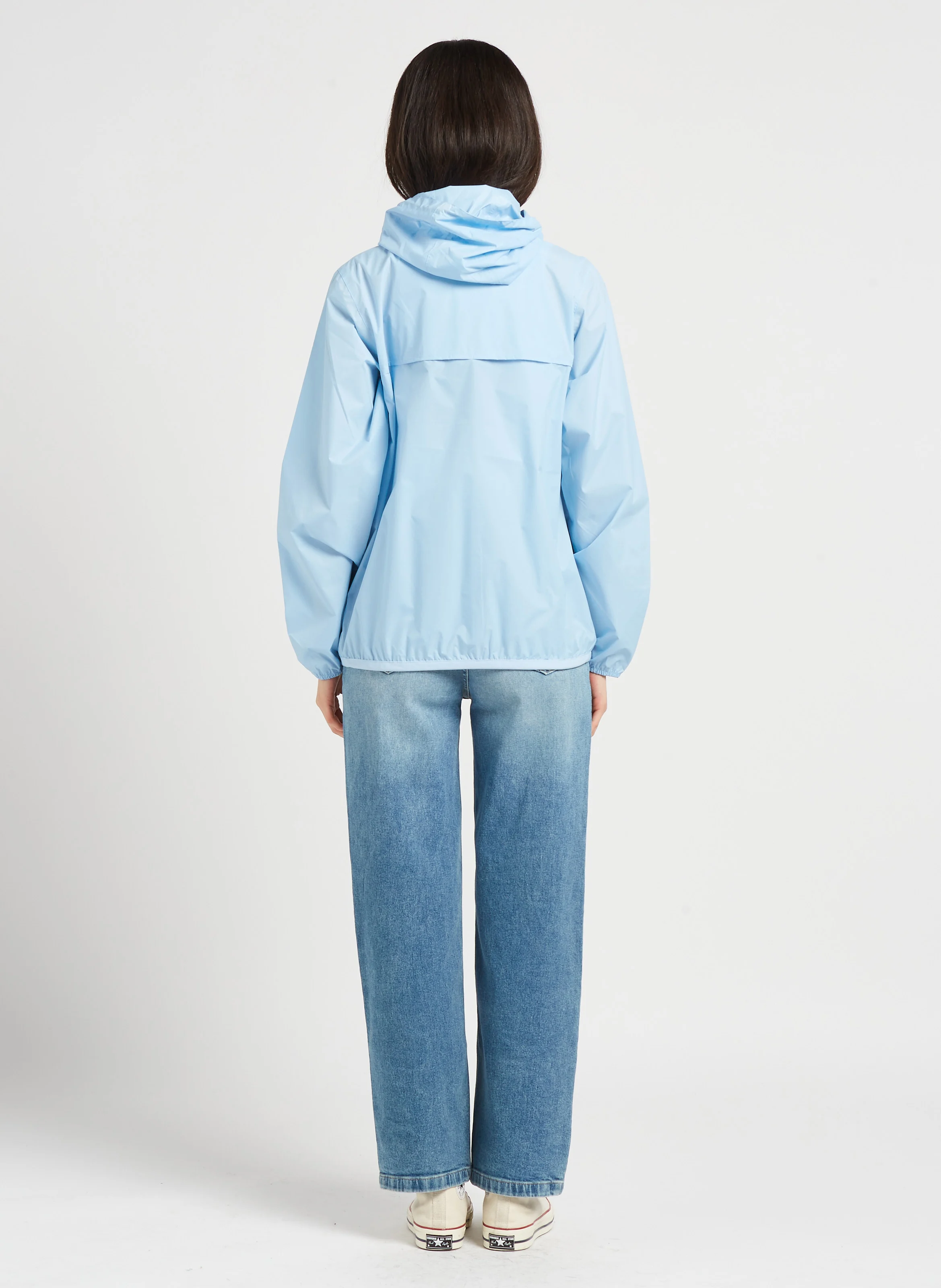 Jean droit taille haute en coton mélangé | Bleu