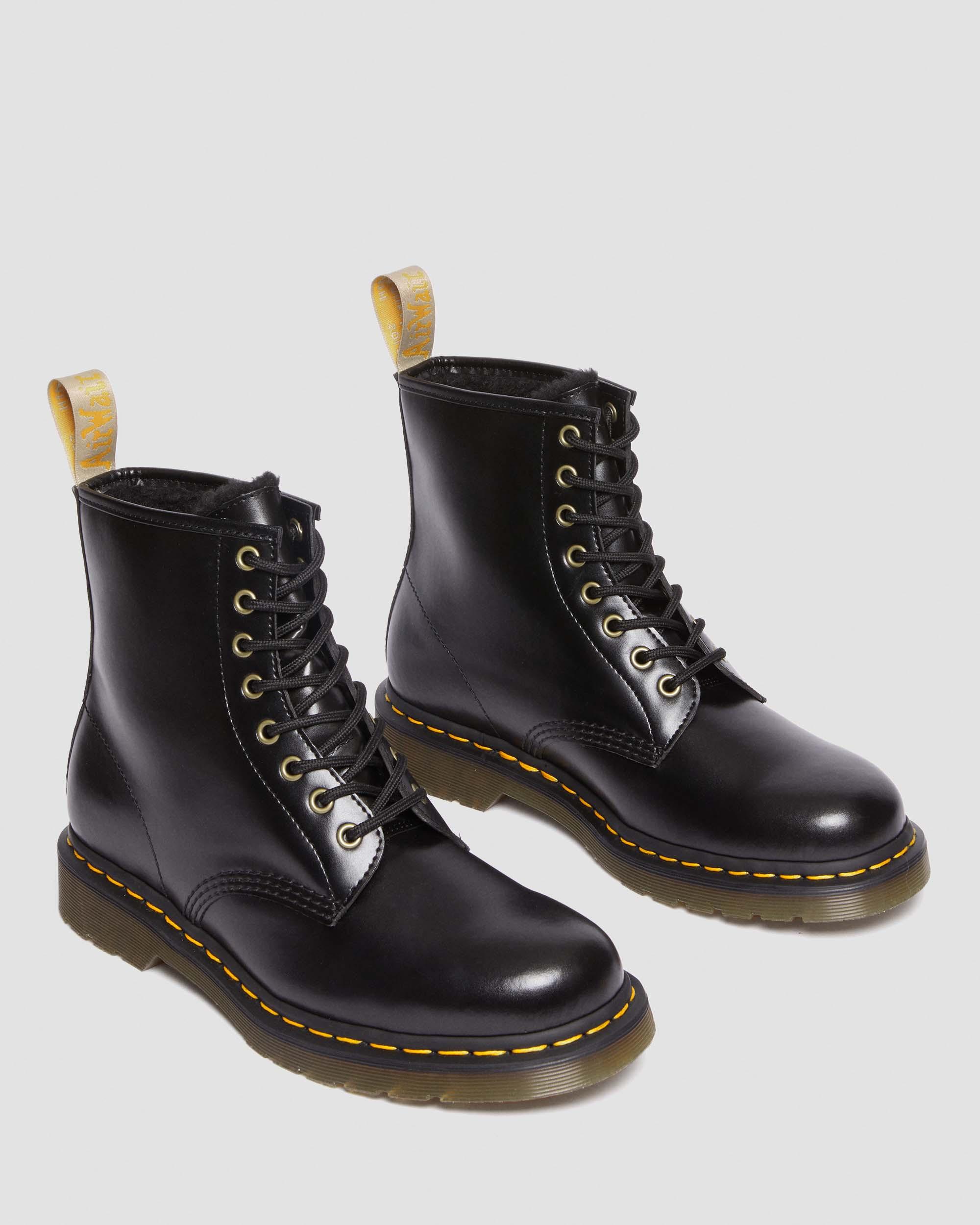 Vegan 1460 Faux Fur Lined Lace Up Boots