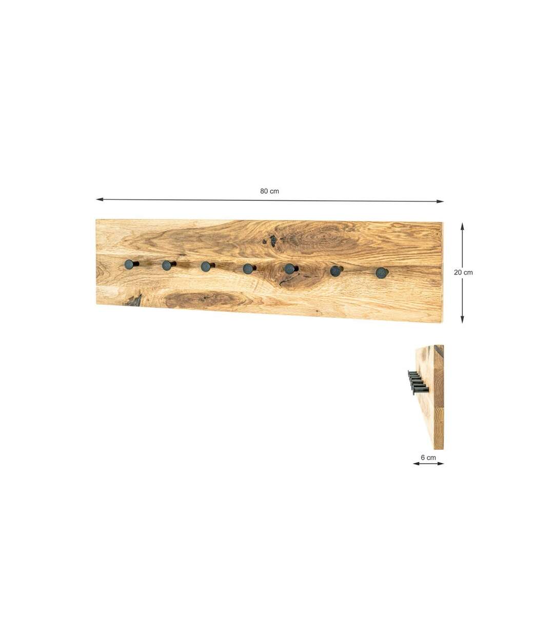 Paris Prix - Patère Murale 7 Crochets royal Oak 80cm Naturel