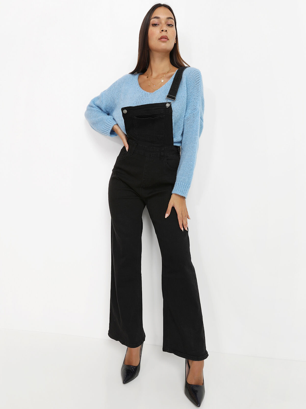 Salopette en jeans- Noir