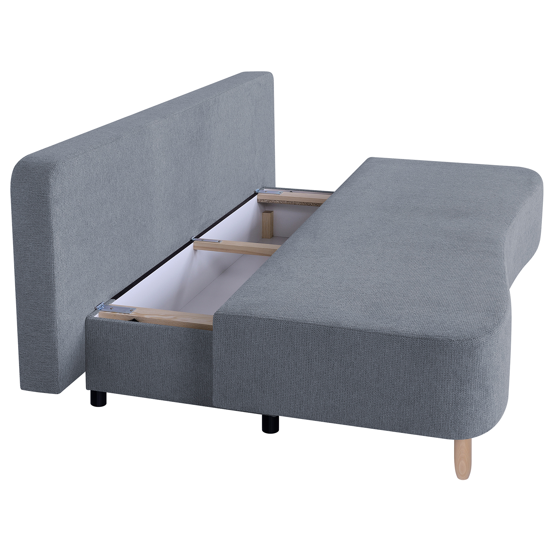 Schlafsofa - grau - Federkern - Staukasten