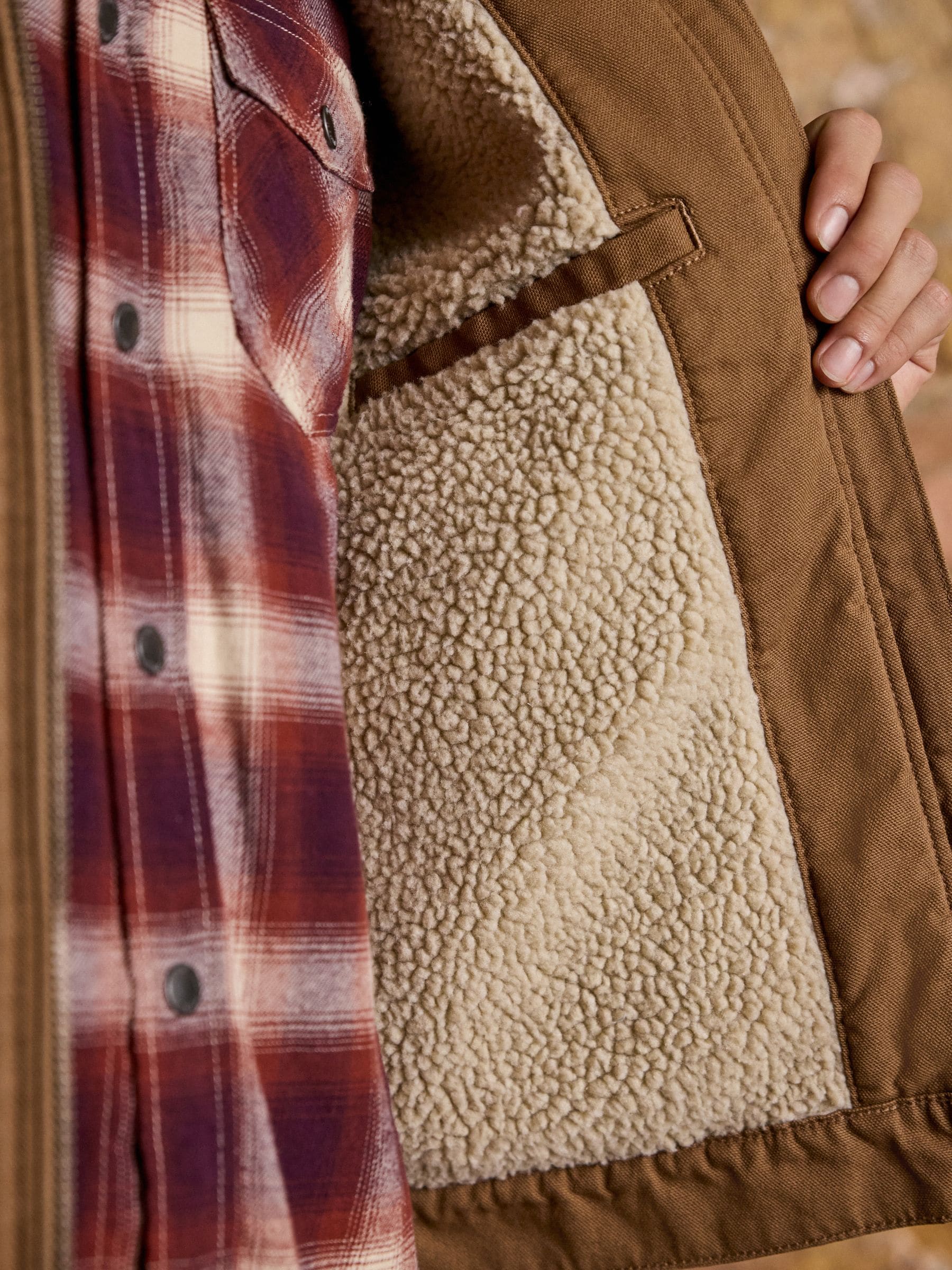 Lichtbruin - Canvas Borg Lined Jacket