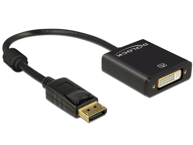 Delock Adapterkabel DP - DVI-I, 4K Schwarz Adapterkabel, 4K DisplayPort-Stecker auf 4K DVI-I-Buchse