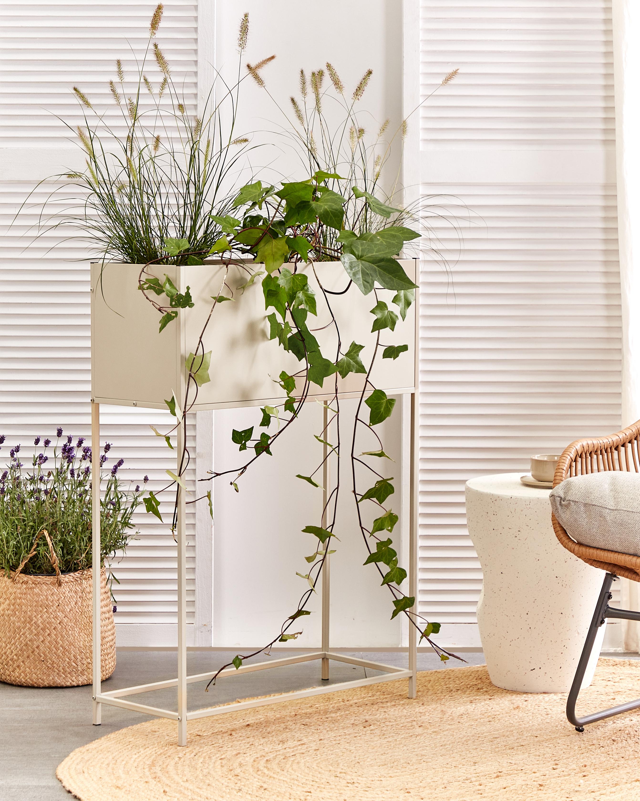 Verhoogde bloempot TAPIEN Metaal 70 cm Beige