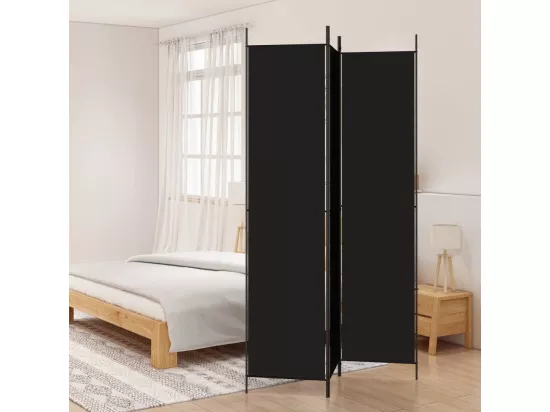 Cloison de séparation 3 panneaux Noir 150x220 cm Tissu