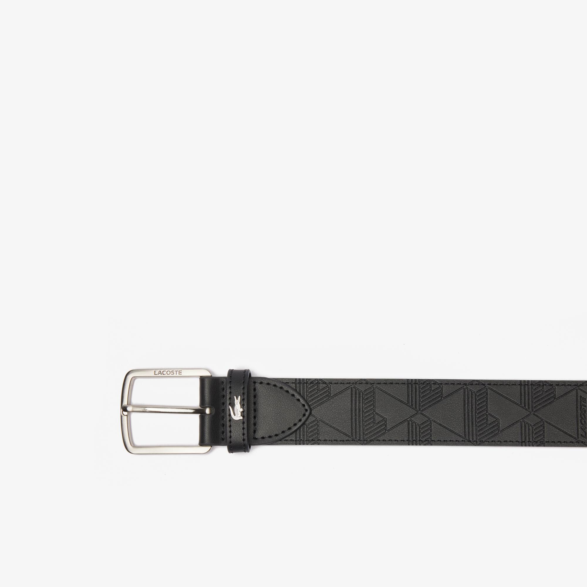 Ledergürtel mit Monogramm-Prägung Gürtel - Schwarz - Lacoste - Herren