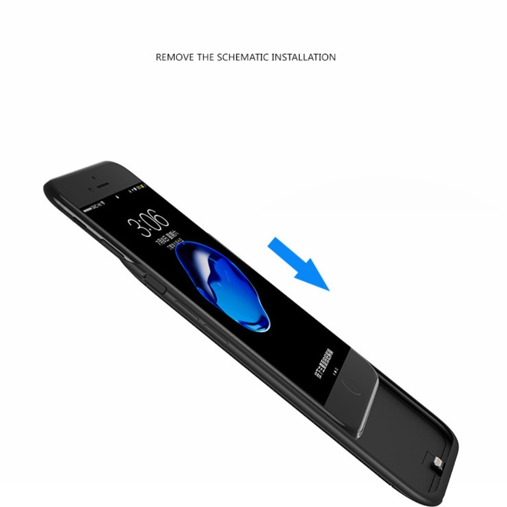 iPhone SE (2022/2020) / 8 / 7 / 6S Power Akku Hülle 5000mAh Soft Touch Finish mit Standfuss - Schwarz