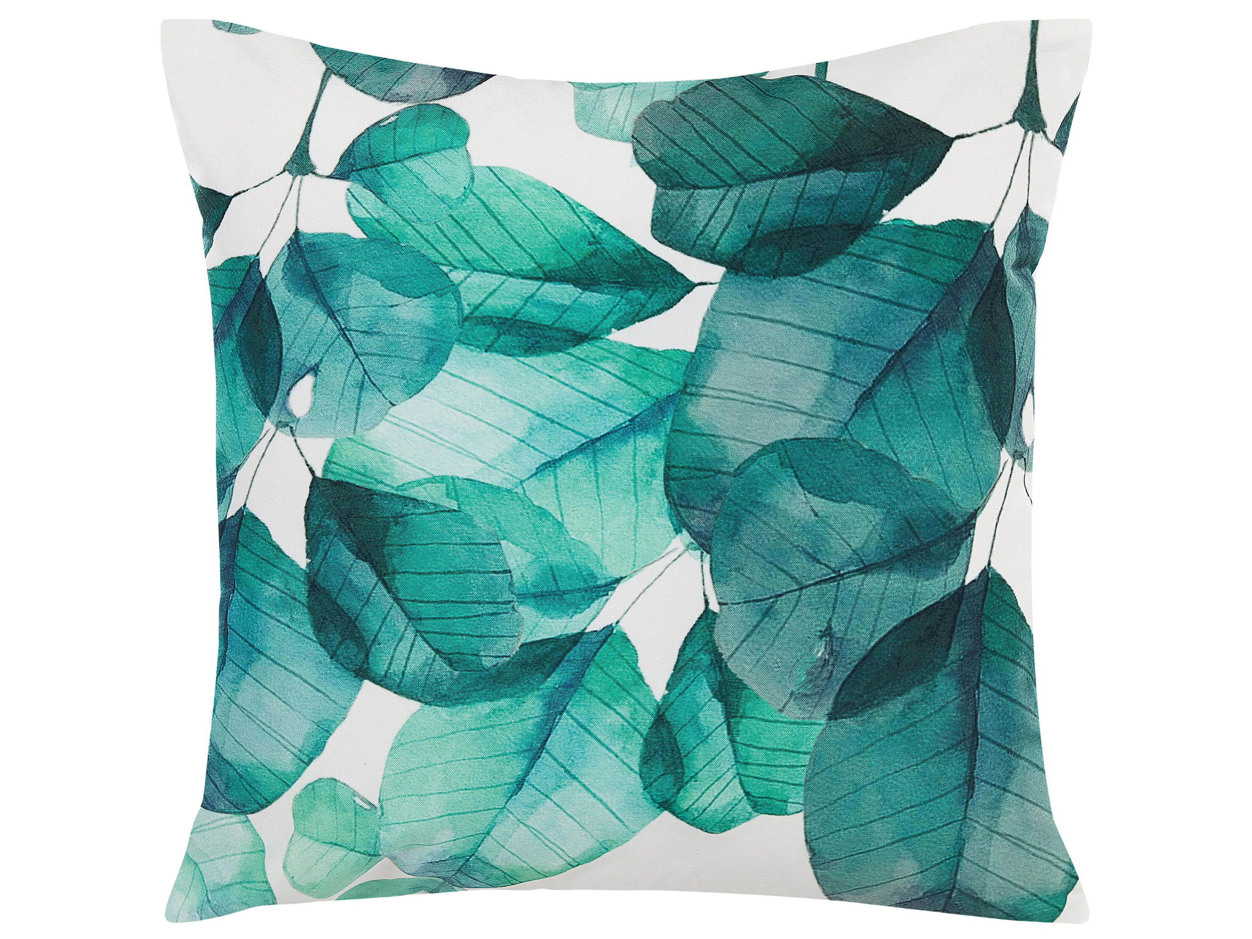 Set van 2 tuinkussens TREBBO bladpatroon 45 x 45 cm Groenblauw