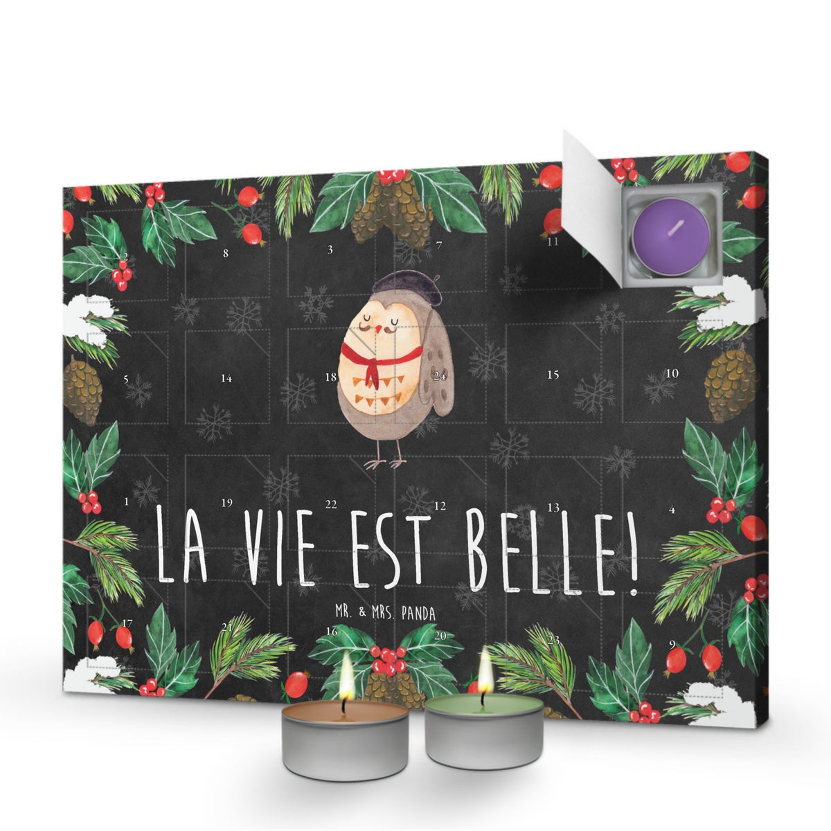 Mr. & Mrs. Panda Geurkaars Adventskalender Uil Frankrijk - Zwart