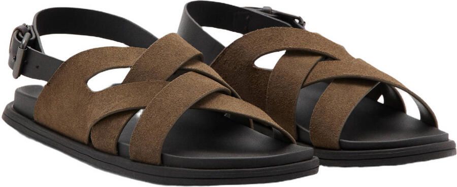 Mango Man suede sandalen bruin