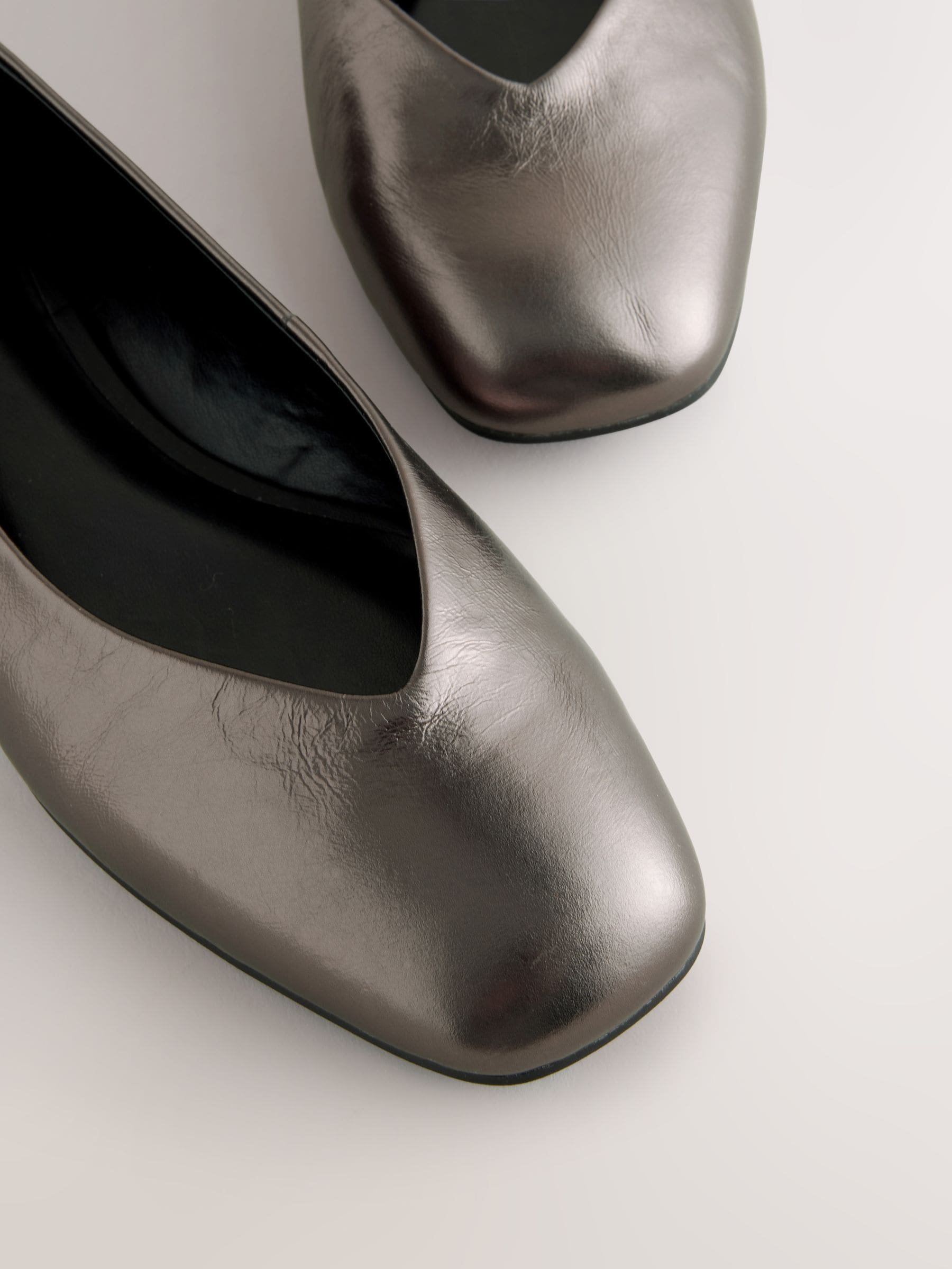 Tin - Forever Comfort® Leather Square Toe Ballerina Flats