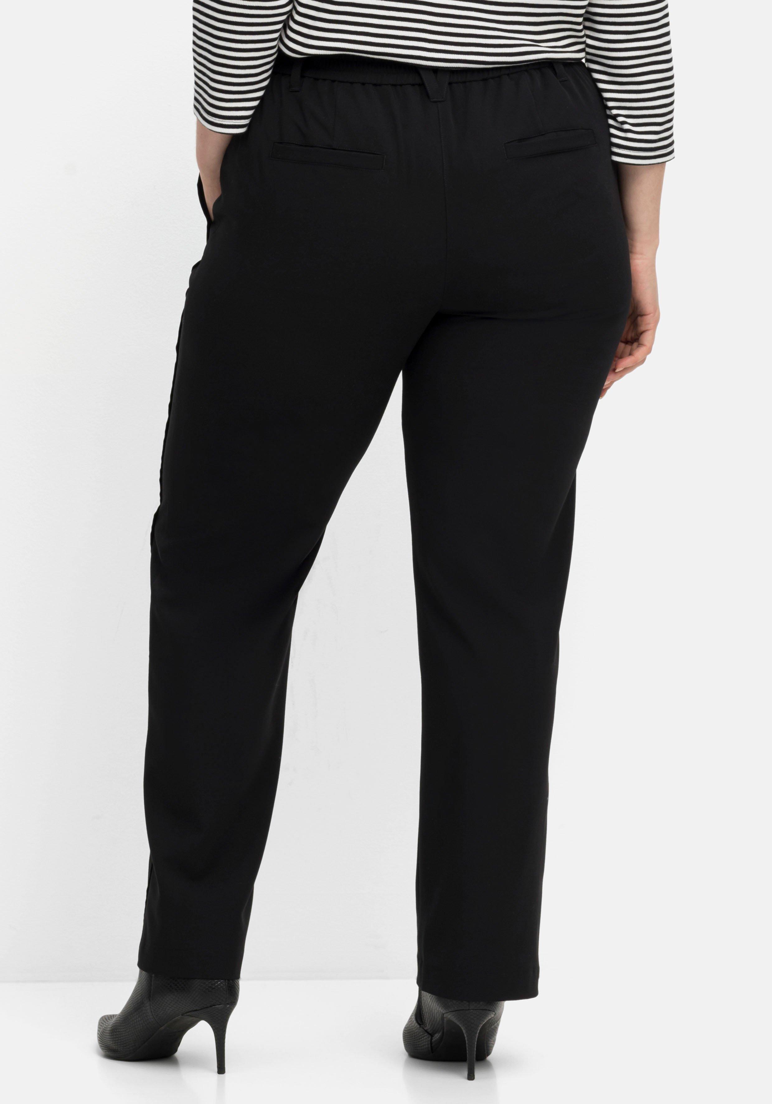 Gerade Hose mit Gummibund und Satinpiping